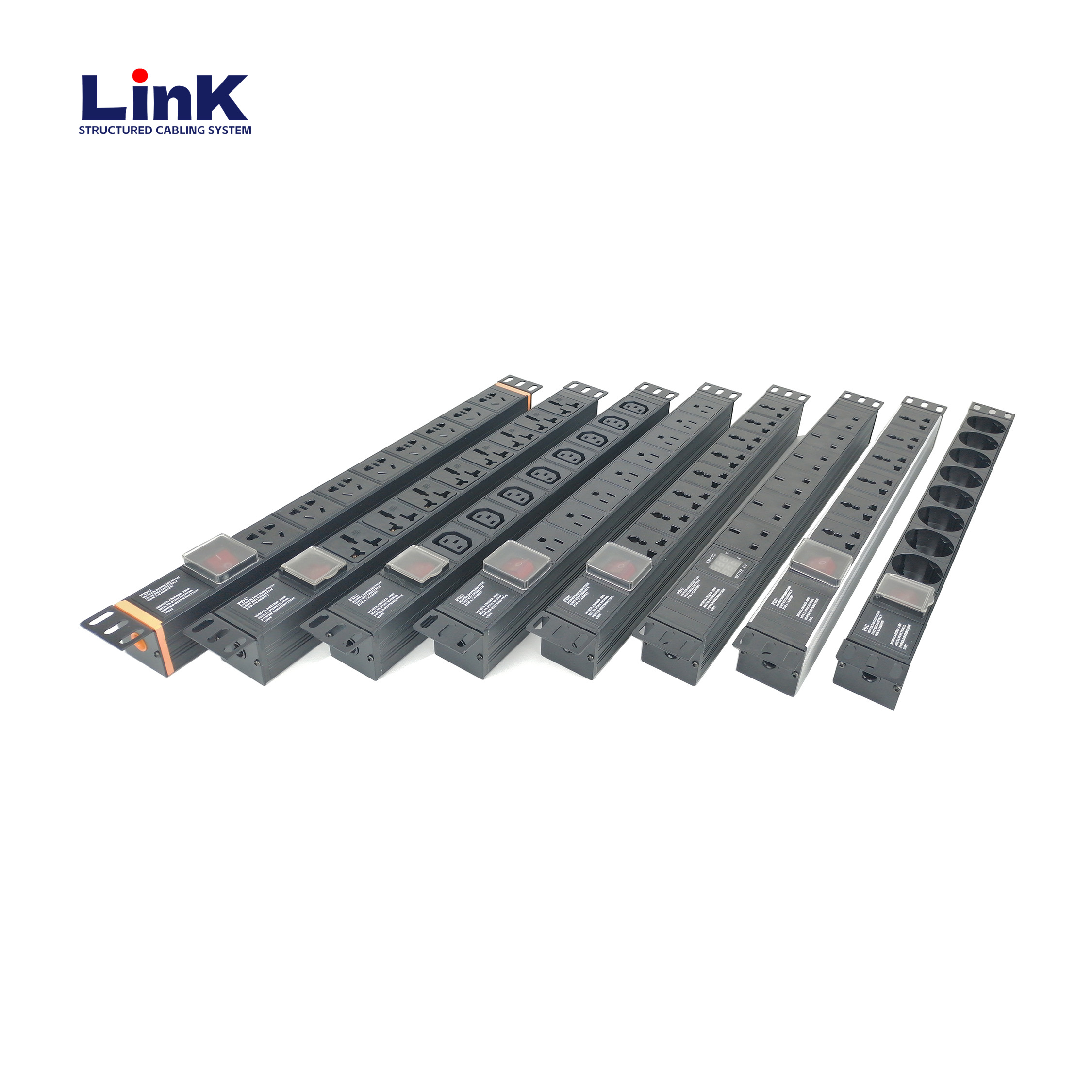 حامل وحدة توزيع الطاقة الذكي PDU 16A 8-Outlet Rack-Mount PDU مع حماية ضد الحمل الزائد